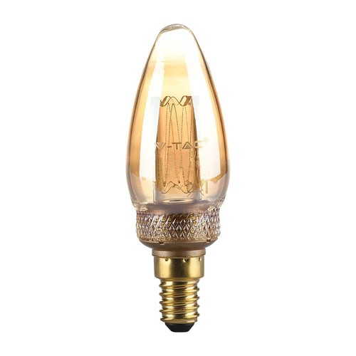 2W LED E14 - Art Kultråd Kertepære, Amber Glas, 1800K