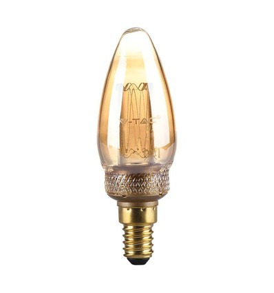 E14 2W LED Art Filament kertepære - Amber glas, 1800K, varm hvid, 65lm