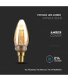 E14 2W LED Art Filament kertepære - Amber glas, 1800K, varm hvid, 65lm