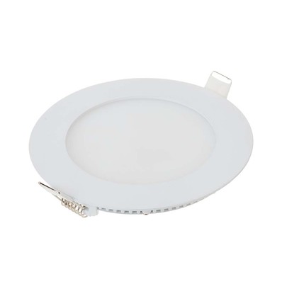 6W Ø12cm LED indbygningspanel - Hul: Ø11 cm, Mål: Ø12 cm, hvid kant, inkl. lyskilde