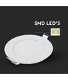 6W Ø12cm LED indbygningspanel - Hul: Ø11 cm, Mål: Ø12 cm, hvid kant, inkl. lyskilde