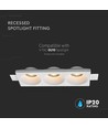 3xGU10 indbygningsspot i gips, rund - Hvid, IP20, Hul: 285x105 mm, Mål: 280x100x40 mm