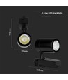 35W 3-faset skinnespot - 3000lm, 24 grader, sort, 3000K, IP20, 4-leder tracklight