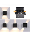 6W CUBIC RGB+CCT væglampe - IP65, Tuya Smart, sort, firkantet, op/ned, justerbar, inde / ude, inkl. lyskilde