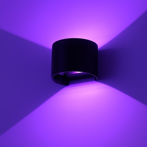 6W Væglampe - IP65, Rund, RGB + CCT Tuya, Sort, Op/ned, Justerbar, Inde / ude, Inkl. lyskilde