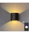 6W Væglampe - IP65, Rund, RGB + CCT Tuya, Sort, Op/ned, Justerbar, Inde / ude, Inkl. lyskilde