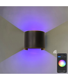 6W Væglampe - IP65, Rund, RGB + CCT Tuya, Sort, Op/ned, Justerbar, Inde / ude, Inkl. lyskilde
