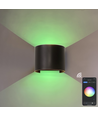 6W Væglampe - IP65, Rund, RGB + CCT Tuya, Sort, Op/ned, Justerbar, Inde / ude, Inkl. lyskilde