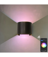 6W Væglampe - IP65, Rund, RGB + CCT Tuya, Sort, Op/ned, Justerbar, Inde / ude, Inkl. lyskilde