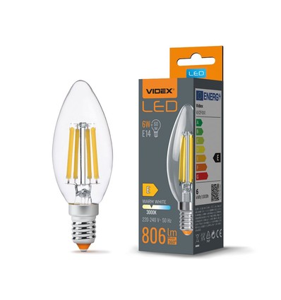 E14 6W LED kertepære - Filament, 806lm, 3000K, 360 grader, flicker free, erstatter 60W