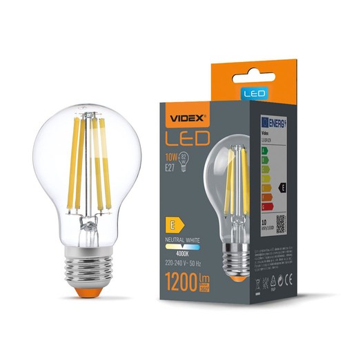 A60 LED-pære 10W E27 - kultråd, neutral hvid, 230V, 1200lm, forbrug 10W