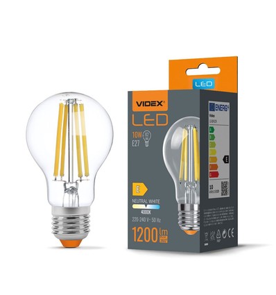 A60 LED-pære 10W E27 - kultråd, neutral hvid, 230V, 1200lm, forbrug 10W