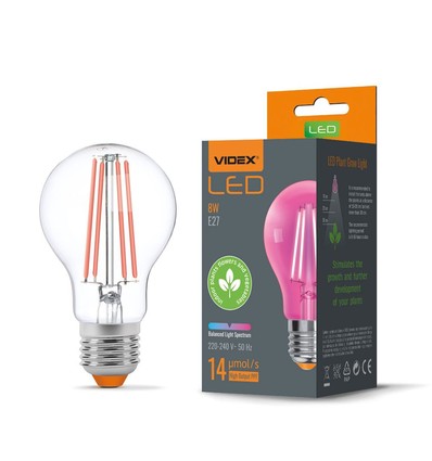 A60 LED plantevækstpære 8W E27 - Fito, 230V