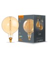 E27 8W dæmpbar LED pære - Spiral amber, 2200K, 500lm, 360°, G200, RA88, Erstat 42W