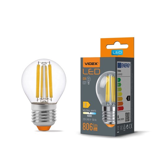 Led-pære 6W E27 - G45, kultrå, neutral hvid, 230V, 806lm