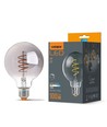 G95 LED-pære 4W E27 - kultråd, dæmpbar, spiral, gråtonet / askfarvet, ekstra varm hvid, 230V, lysstyrke 100, forbrug 4