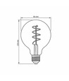 G95 LED-pære 4W E27 - kultråd, dæmpbar, spiral, gråtonet / askfarvet, ekstra varm hvid, 230V, lysstyrke 100, forbrug 4
