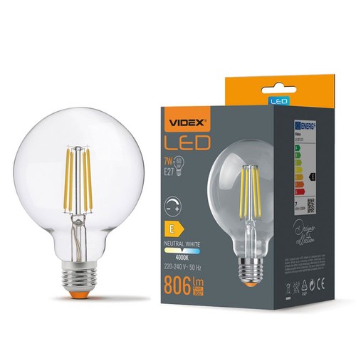 G95 LED-pære 7W E27 - kulrød, dæmpbar, neutral hvid, 230V, 806lm
