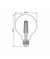 E27 7W dæmpbar LED pære - G95, 806lm, 4000K, 360 grader, filament glass