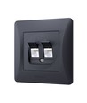 BINERA dobbelt CAT6 netværksudtag - Sort grafit, RJ45, 2 stik, indbygning