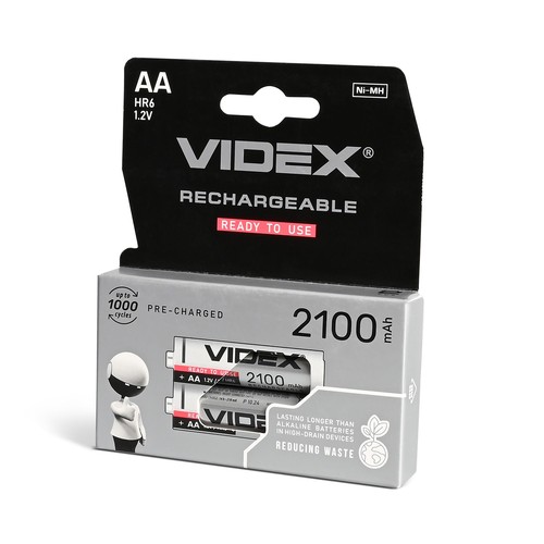 2 stk. AA/HR6 genopladelig batteri - Ni-MH, 2100mAh