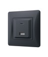 Vægudtag til europadåse - USB-A + USB-C PD20W sort
