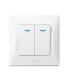2-kanals afbryder med indikatorlys - 86x86mm, IP20, hvid