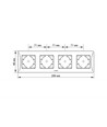 Binera 4-huls vandret ramme - Hvid, IP20, 299 x 86 mm, til afbrydere og stikkontakter