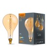 Ps160 LED-pære 8W E27 - kultråd, dæmpbar, spiral, ravfarvet, ekstra varm hvid, 230V, 500lm