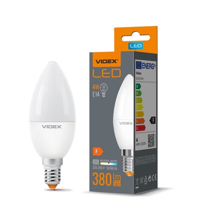 E14 4W LED kertepære - C37, 380lm, 4000K, mat glas
