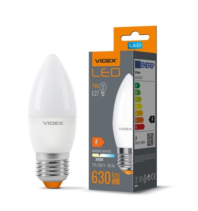 E27 7W LED kertepære - C37, 3000K, 630lm, RA80, erstatter 50W