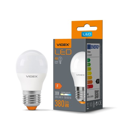 Led-pære 4w E27 - G45, varm hvid, 230v, 380lm, forbrug 4w