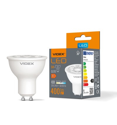 5W GU10 - LED-pære, 36°, neutral hvid, 230V, lysstyrke 400, forbrug 5