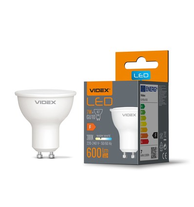 Led-pære 7W GU10 - varm hvid, 230V, 600 lm, forbrug 7 W
