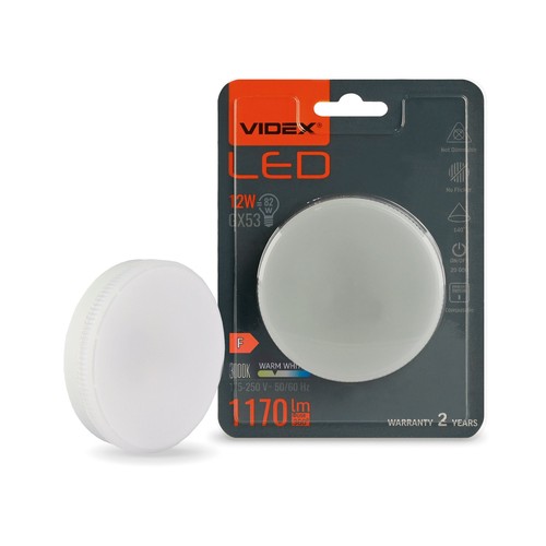 Led-pære 12W GX53 - varm hvid, 230V, 1170lm, 12W forbrug