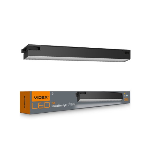 60 cm LED sammenkoblingsbar lineær lys 24W - 5000K, sort, 230V, lysstyrke 2400, forbrug 24
