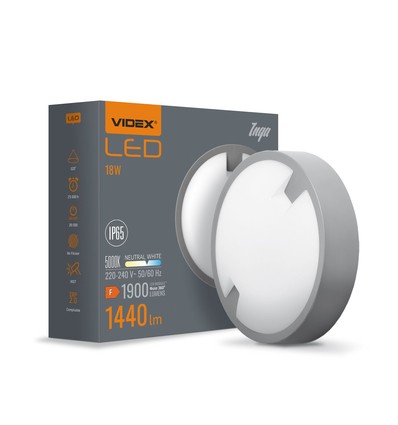 18W Inga LED bulkhead loft/væglampe - IP65, 1440lm, 5000K, Ø22cm, hvid kant, udendørs/vådrum