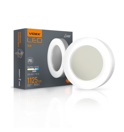15W LED loft/væglampe Bulkhead - IP65, 5000K, 19x19cm, hvid kant, IK07, udendørs/vådrum