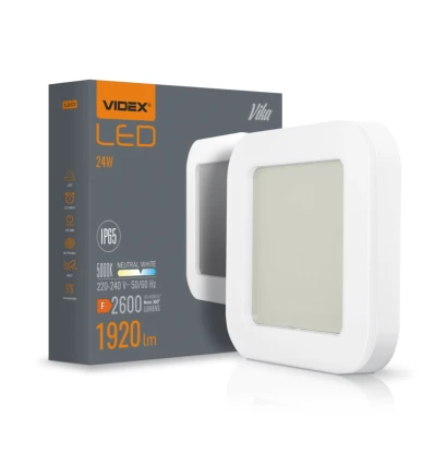 24W LED loftlampe - IP65, 32x32cm, 5000K, bulkhead, udendørs/vådrum