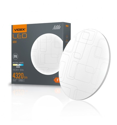 48W Mila LED loftslampe - 4320lm, IP44, 4000K, 48x48cm, hvid kant
