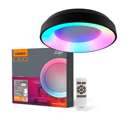 Edge pendelarmatur 72W - LED, dæmpbar, med fjernbetjening, RGB, sort, spænding: 230V, lysstyrke: 7500, forbrug: 72