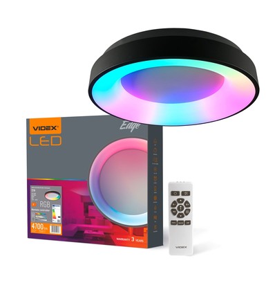 72W LED loftslampe, dæmpbar - RGB+CCT, sort, 450x450mm, inkl. fjernbetjening og hukommelsesfunktion