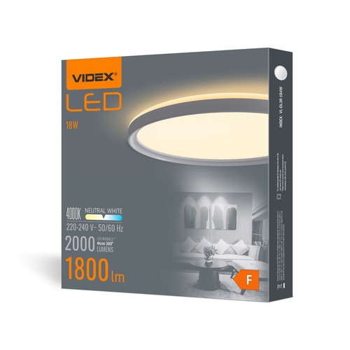 Led loftslampe 18W - Rundt, hvid, neutral, 230V, 2000lm