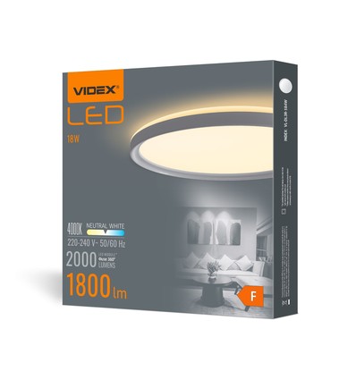 Led loftslampe 18W - Rundt, hvid, neutral, 230V, 2000lm