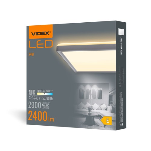 Led loftslampe 24W - Firkantet, hvid, neutral, Spænding: 230V, Lysstyrke: 2900, Forbrug: 22