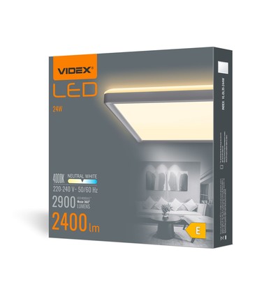 24W LED loftslampe, kvadratisk - 2900lm, 4000K, 29x29cm, hvid kant, IP20 indendørs