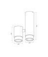 Ariza loftspotlampe GU10 - 2x, sort, 230V, max 2x30W