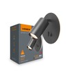 GU10 vægmonteret spot med 5W LED backlight - Sort, 2700K, 2x afbrydere, roterbar, uden GU10 lyskilde