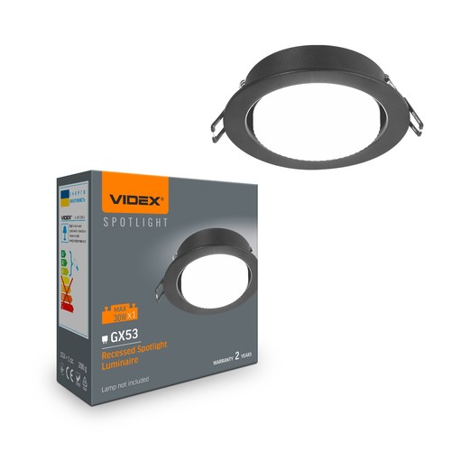 GX53 indbygningsspot - Sort, aluminium, kvadratisk, IP20, uden lyskilde