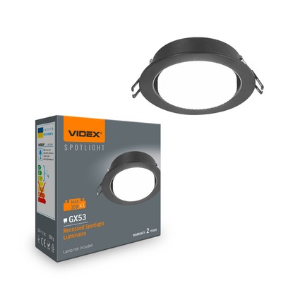 GX53 indbygningsspot - Sort, aluminium, kvadratisk, IP20, uden lyskilde